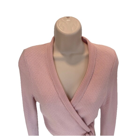 Athleta Pink Tie Front Cotton Blend Cropped Cardigan Long Sleeve Size Small Yoga - Picture 3 of 7